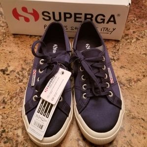 Womens Navy Satin Superga Sneakers Sz 37/7